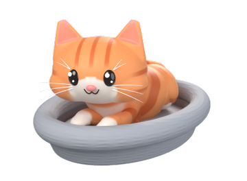Chuck, de kat van Vizier, in zijn mandje
